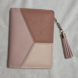 Elegant Pink and Tan Wallet with Tassel
